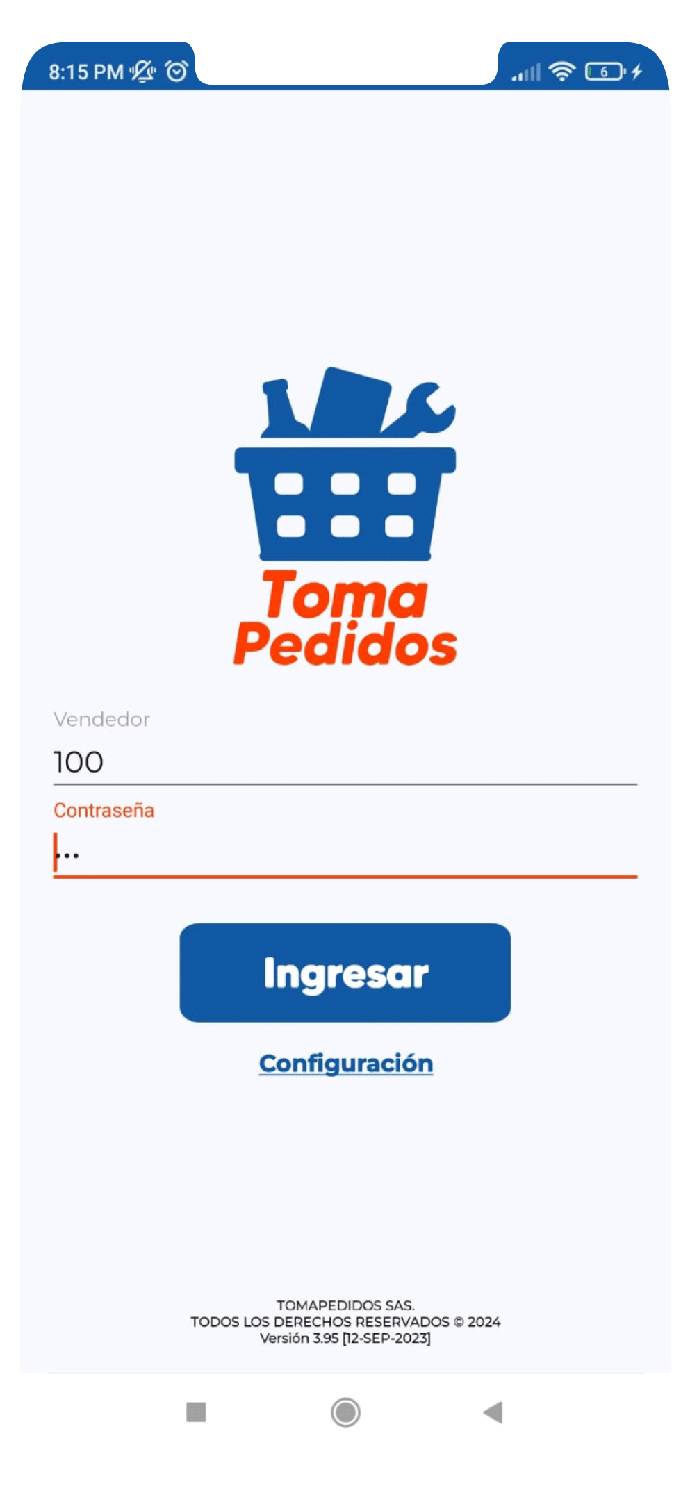 imagen 1 de la app tomapedidos